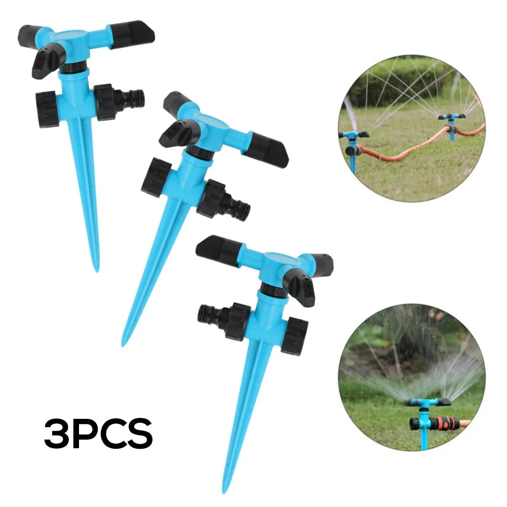 

3 Pcs Garden Farm Irrigation Sprinkler With Support 360 Degrees Rotary Lawn Sprinklers Garden Gardening Water Watering