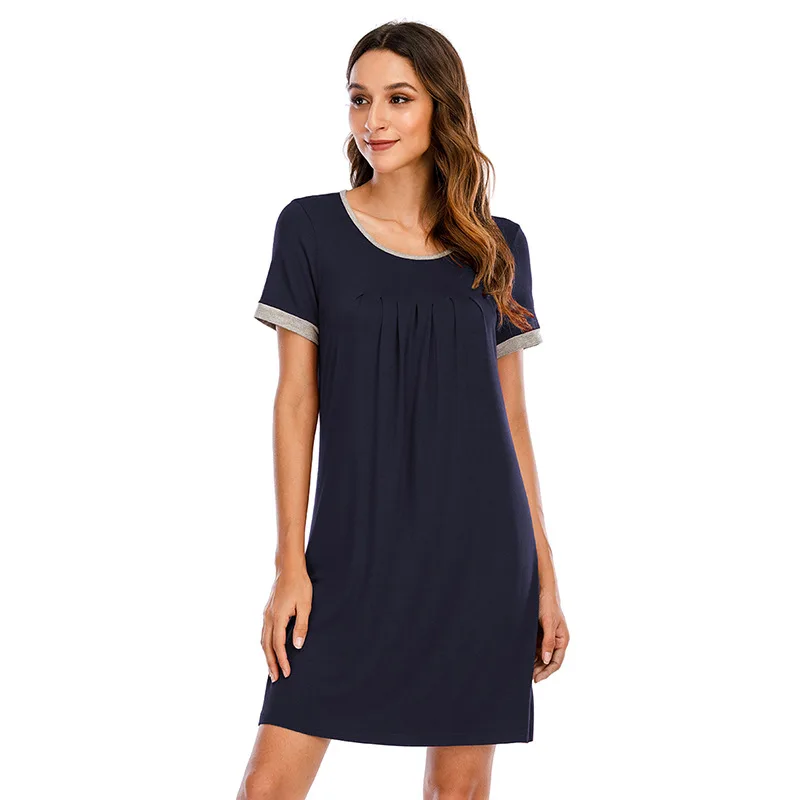 Summer New Women's Nightdress Short Sleeve Round Neck Casual Sexy Homewear Sleep Tops Sleepwear Women Nightwear Night Gown