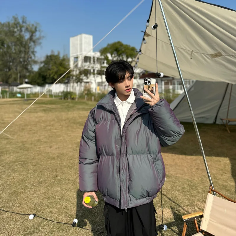 Winter Jacket Men Warm Fashion Oversize Grey Black Thicken Jacket Men Streetwear Korean Loose Thick Short Coat Mens Parker S-2XL