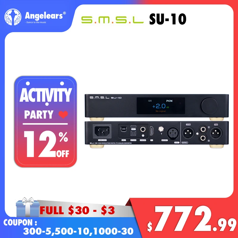 

SMSL SU-10 MQA Decoder Support MQA-CD Dual ES9038PRO Hi-Res Audio DAC 32Bit/768kHz DSD512 Support LDAC,Aptx/HD,SBC,AAC SU10 DAC