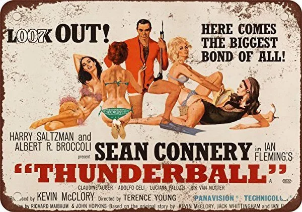 

Жестяной знак Джеймс Бонд Thunderball, художественное настенное украшение, винтажный Алюминиевый металлический знак в стиле ретро, железная жив...