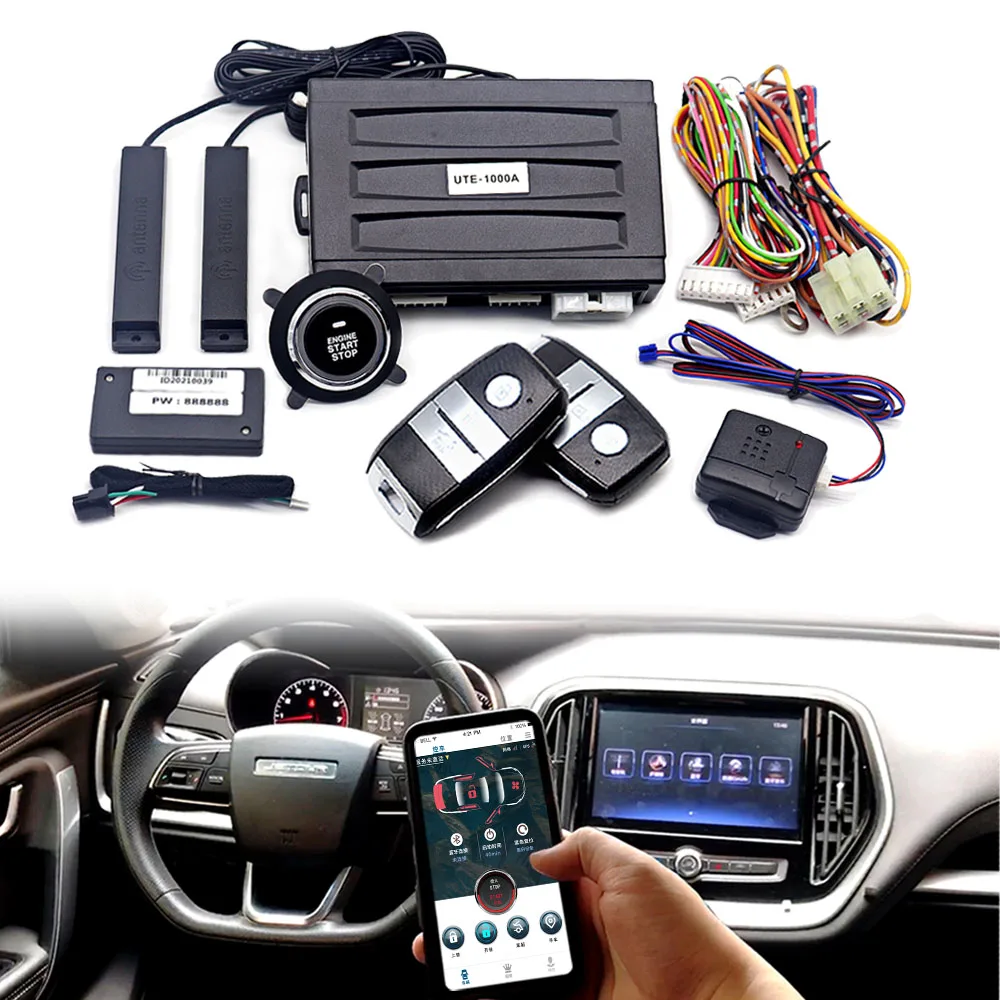 

Universal Car Alarm AutoStart Keyless Entry System Remote Start Kit For Car Push One Button Start Stop System Car Accessories