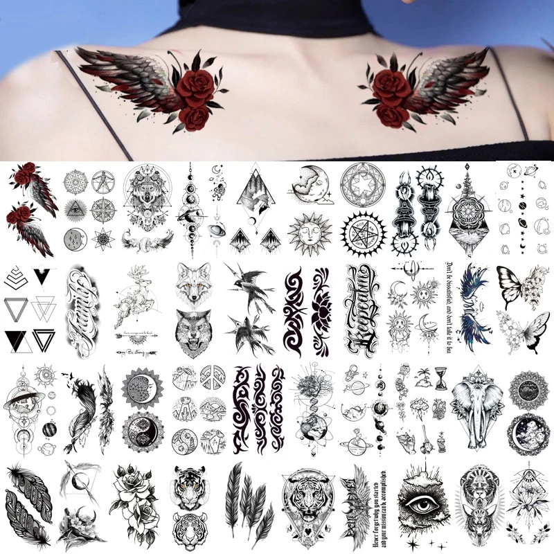 

Tattoo Stickers Tiger Feather Whale Male and Female Couples Student Personality Simulation Fake Tattoo Sleeve Temporary Tattoos