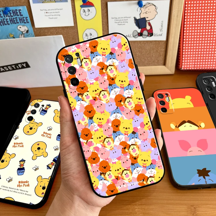 

Cartoon Winnie The Pooh Case For Xiaomi Redmi Note 10 10S 10T 9 9S 9T 5G Phone Case For Redmi 10 9 9T 9A 9C Coque Carcasa Black