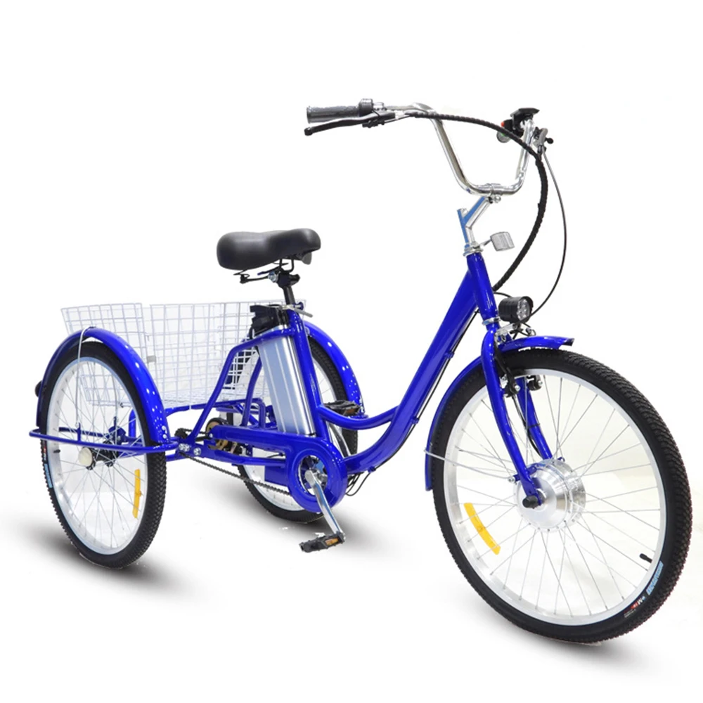 

36v250w Elderly Electric Assisted Lithium Battery Pedal Tricycle High Carbon Steel Frame Brushless Motor 24 Inch Three-Wheeler