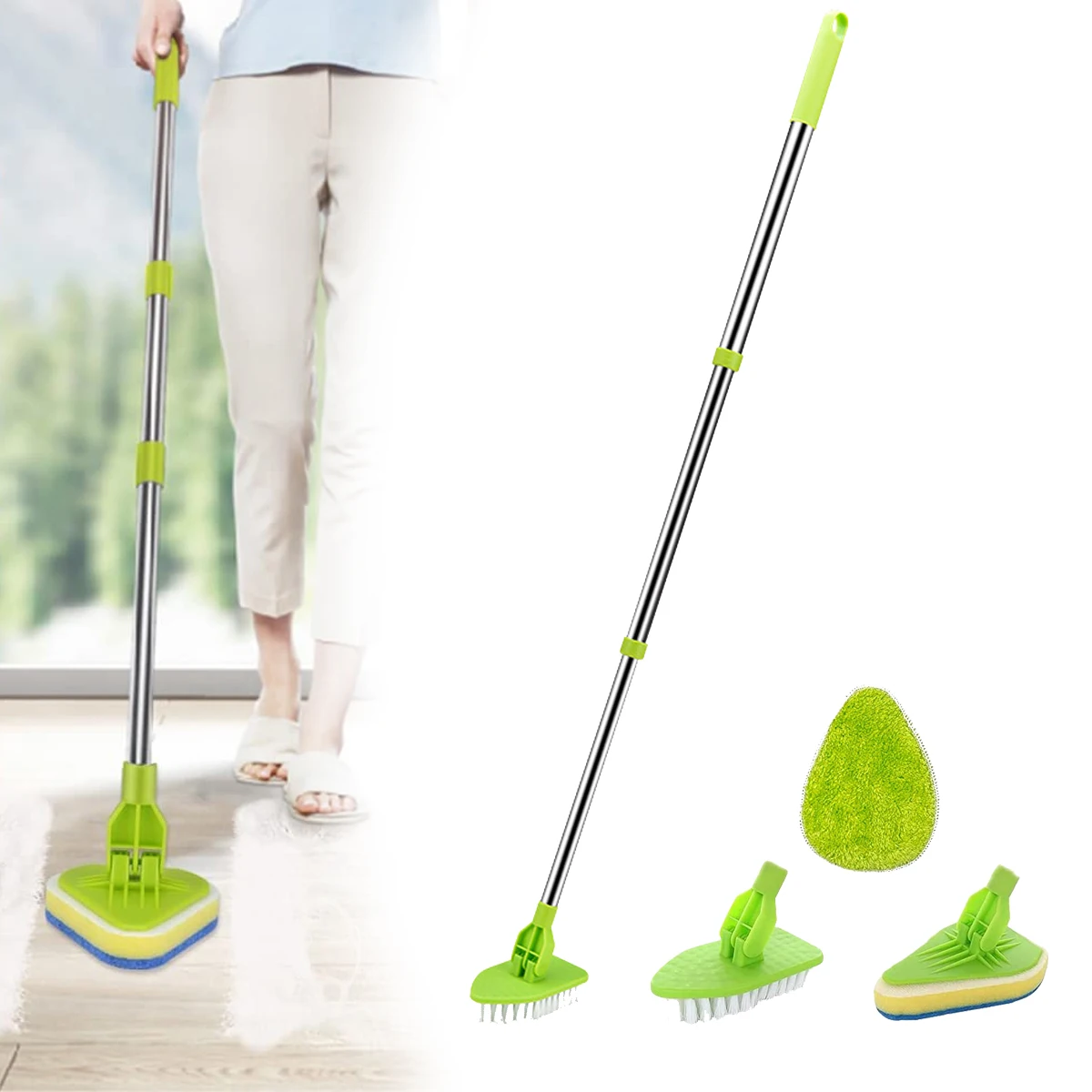 

Handle Scrubber Dust Wash Extendable Brushes Kitchen Bathroom Floor Household Cleaning Mop Sponge Wall Toilet Glass Brushes Long