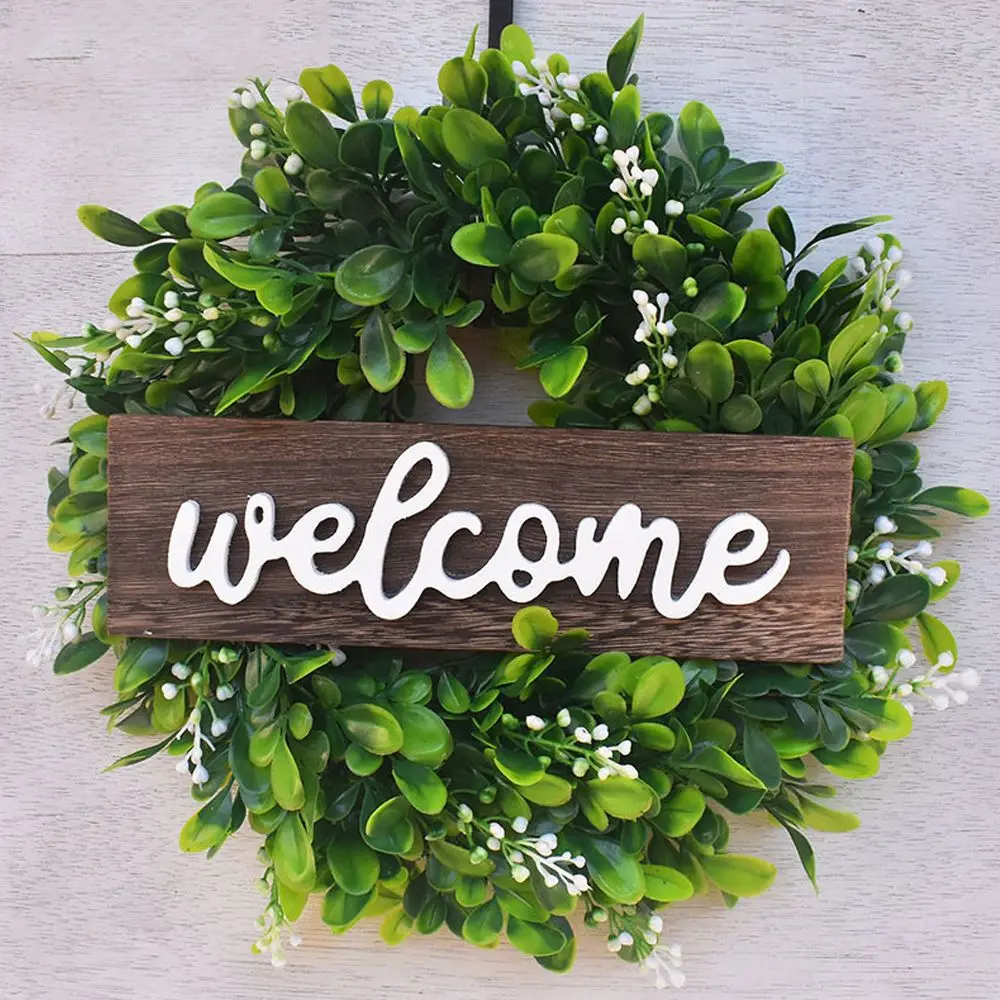 

Party Supplies Welcome Sign Eucalyptus Home Flower Garland Wreath Artificial