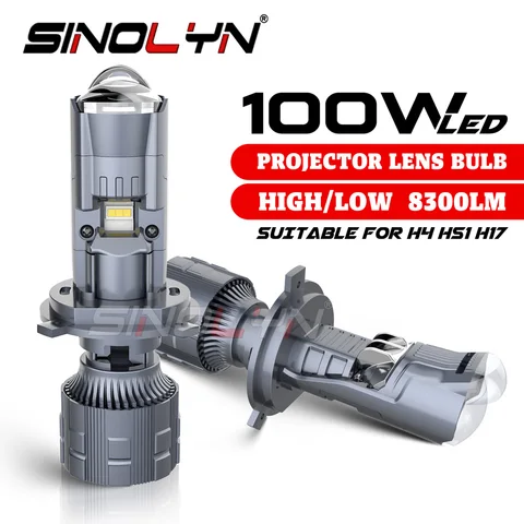 Sinolyn 100W H4 Bi светодиодный Hyperboloid Проекционные линзы для фар 9003 HS1 H17