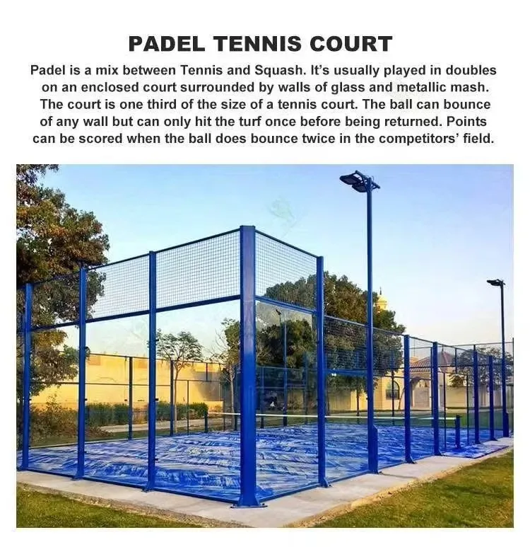 Фото Теннисный корт-клетка XTZPADEL для падела на открытом воздухе с панорамным видом, полный комплект, оптовая продажа, корт для сквоша с закаленным стеклом №4