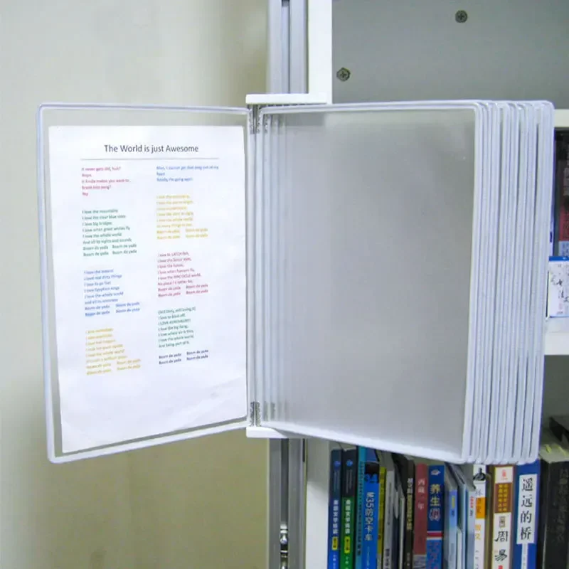 

10-страничная переводная папка формата А4, настенная стандартная ручная стойка для показа данных, ПВХ + металлическая рамка, материал