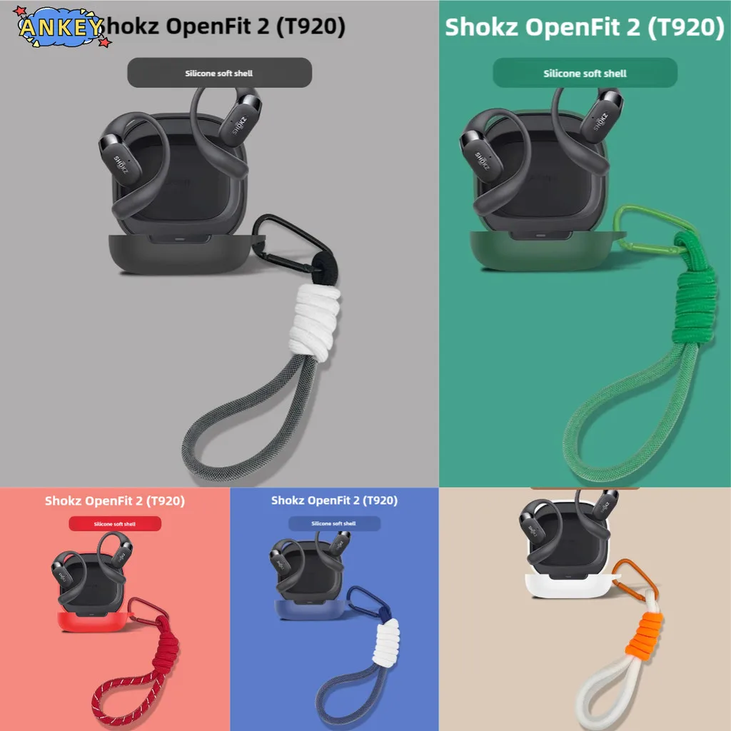 Фото Чехол для Shokz OpenFit 2 T920, защитный чехол для наушников OpenFit Air T511 T910, мягкий силиконовый чехол с кольцом, предотвращающий падение, для наушников. №1