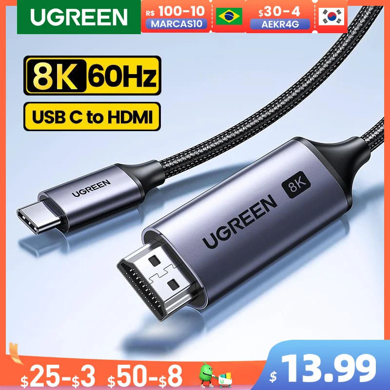 

UGREEN USB C to 8K HDMI-compatible Cable 8K/60Hz 4K/120Hz for MacBook Pro iMac iPad Pro for Samsung Galaxy USB Type C to HD 2.1