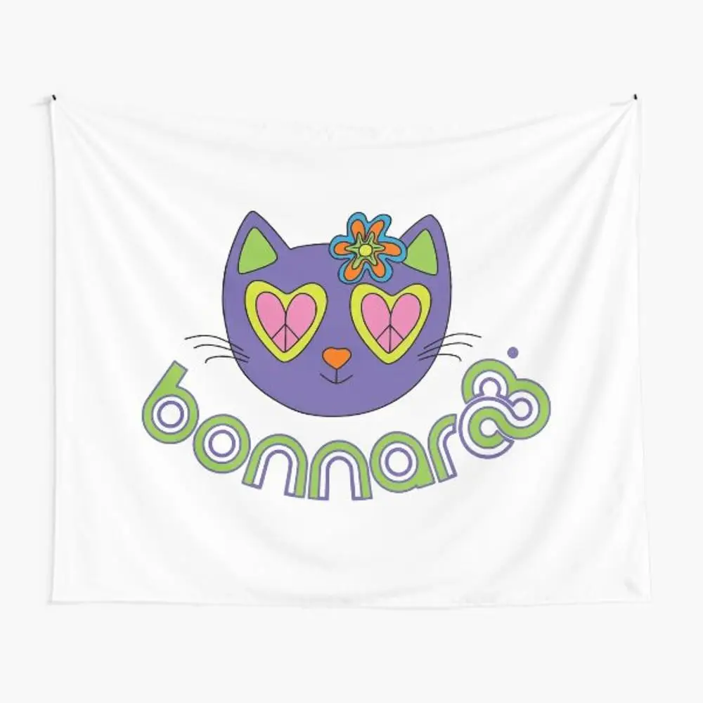 

Гобелен Bonnaroo для музыкального фестиваля с котом хиппи готов к Роу, красивое декоративное настенное полотенце для йоги, одеяло, декоративное одеяло, цветной коврик