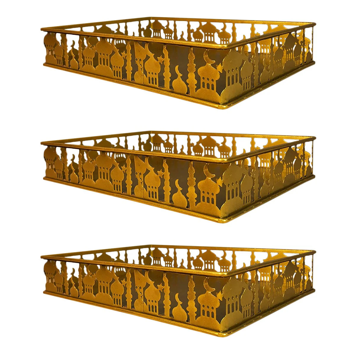 

3 шт., железные квадратные тарелки в мусульманском стиле