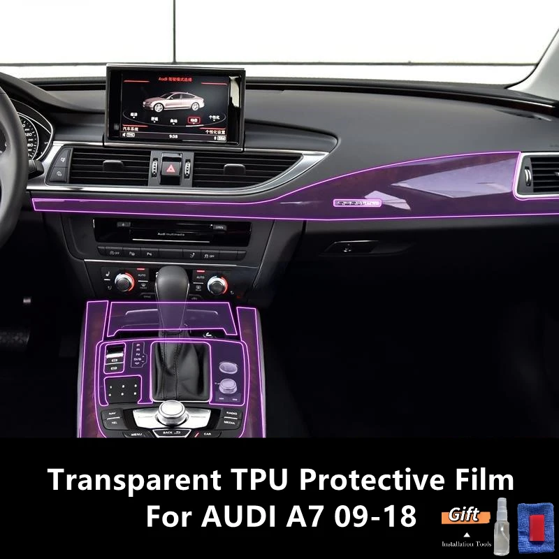 

For AUDI A7 09-18 Car Interior Center Console Transparent TPU Protective Film Anti-scratch Repair Film Accessories Refit