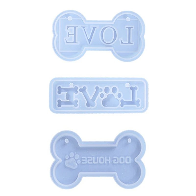 

L5YA Bone Shape Letter Pendant Silicone Mold With Hole Keyring Pendant DIY Craft
