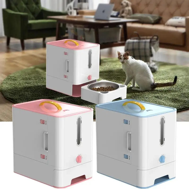 

Dog Food Box Feeder Anti Rust Stainless Steel Feeding Storage Multipurpose Safety Lock Food Container For Cat Dogs Pets Supplies