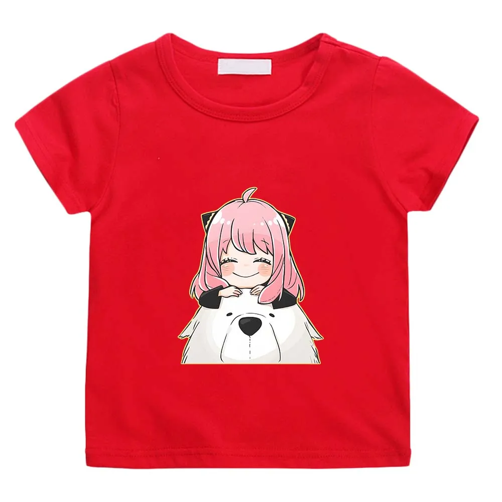 

Bond Forger and Anya Smug T-shirt Spy X Family Shirt Kids Anime Graphic Printing Tshirt 100% Cotton Girls Kawaii Boys Tee-shirt