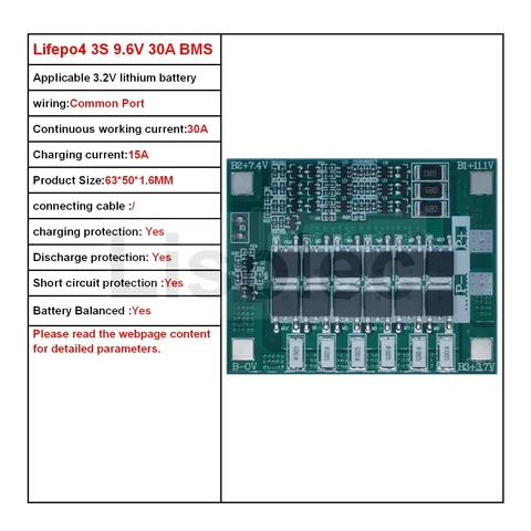 Lifepo4 3S 9V Плата защиты BMS 9,6 V 18650 32650 32700 литий-железо-фосфатная батарея 5A до 30A зарядные разрядные пластины