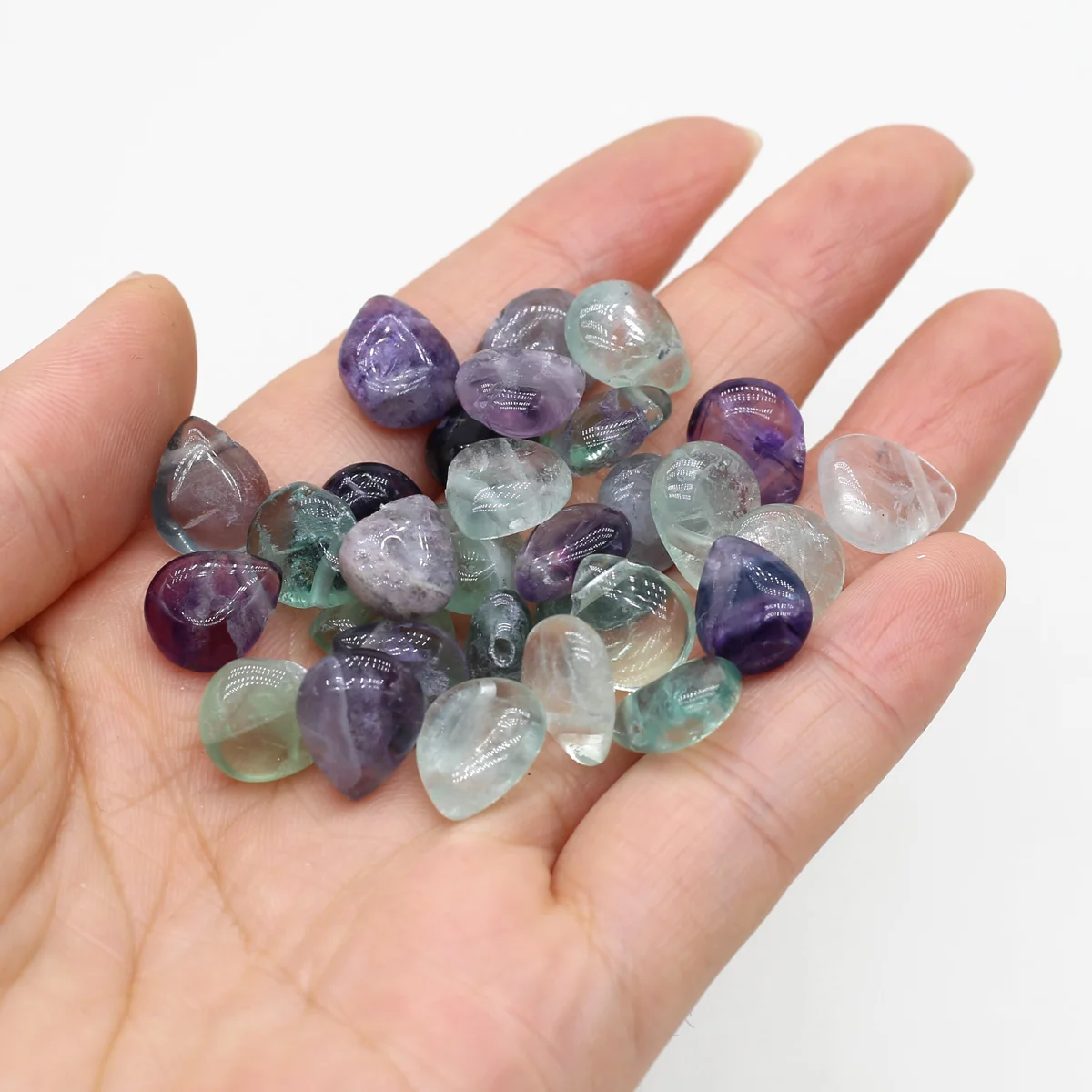 

10PC Natural Fluorite Stone Beads With Hole Water Drop Shape Small Jewelry Beads For Jewelry Making DIY Earrings Necklaces