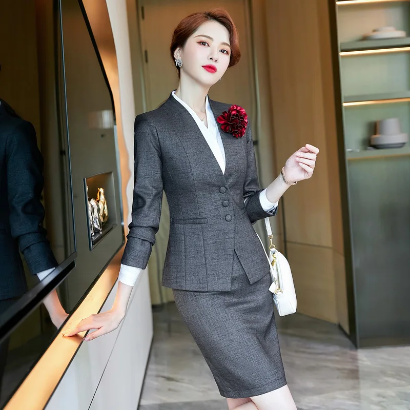 IZICFLY Spring Autumn Style Korean Business Blazer With Pants Slim Office Suit For Women Outfits Work Wear 2 Piece Sets