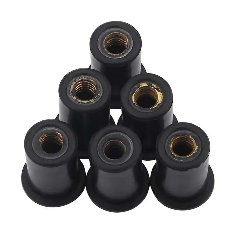 

6pc M6 Durable Rubber Well Nuts Windshield Bolts for Motorcycles Kayak Canoe Boats Kayaking Equipment