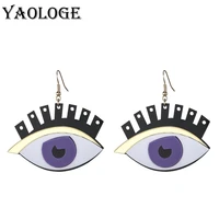 yaologe 2022 new big eyes eyelashes acrylic drop earrings for women creative exaggeration korean style personalized ear jewelry