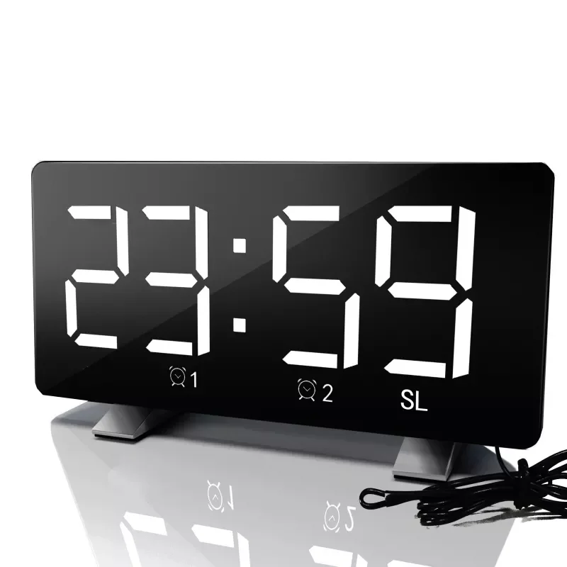 

FM Radio LED Digital Smart Alarm Clock Watch Table Electronic Desktop Clocks USB Wake Up Clock With 180° Projection Time Snooze