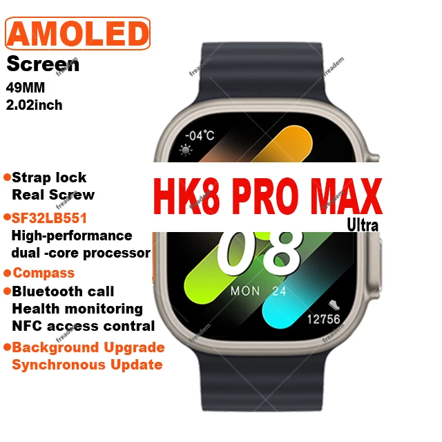 

Мужские Смарт-часы Ultra HK8 PRO MAX, умные часы с экраном AMOLED 2023 дюйма, Bluetooth, пульсометром, Смарт-часы PK Hello Watch, 2,02