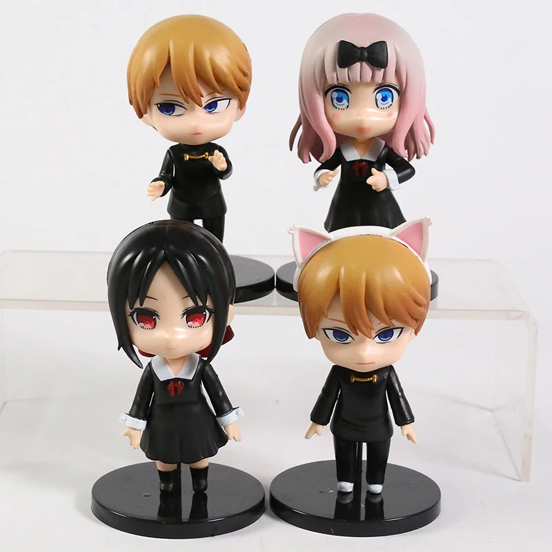 

4pcs/set Kaguya Sama Love Is War Shinomiya Kaguya Shirogane Miyuki Fujiwara Chika Collectible Figures Model Toys Q Version Dolls