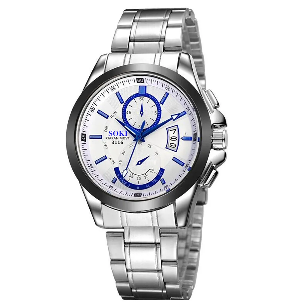 

Luxury Men'S Watch Fashion Waterproof Round Wristwatches Stainless Steel Strap Temperament Business Field Clock ساعات يد مقاومة