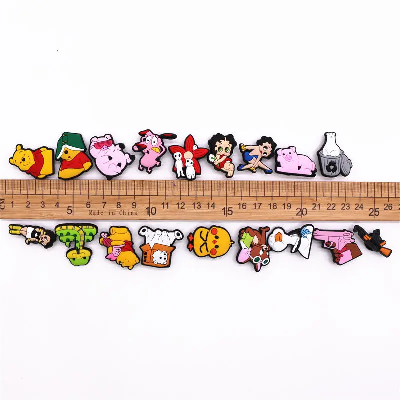 1pcs Animal Pink Pig Cartoon Dancing Girl Duck Alien Car Bear PVC Shoe Charms Designer Decorations Clog Fit Croc Jibz Wristbands images - 6