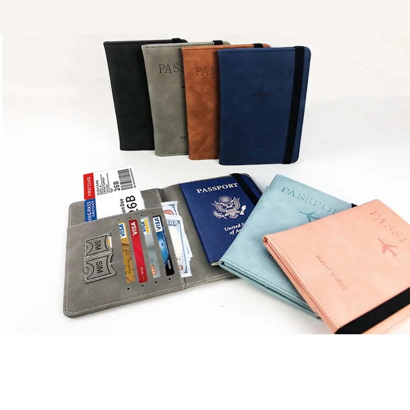 Luxury Travel Wallet Cards PU Leather Passport Covers Holder With Closure Wedding Gift