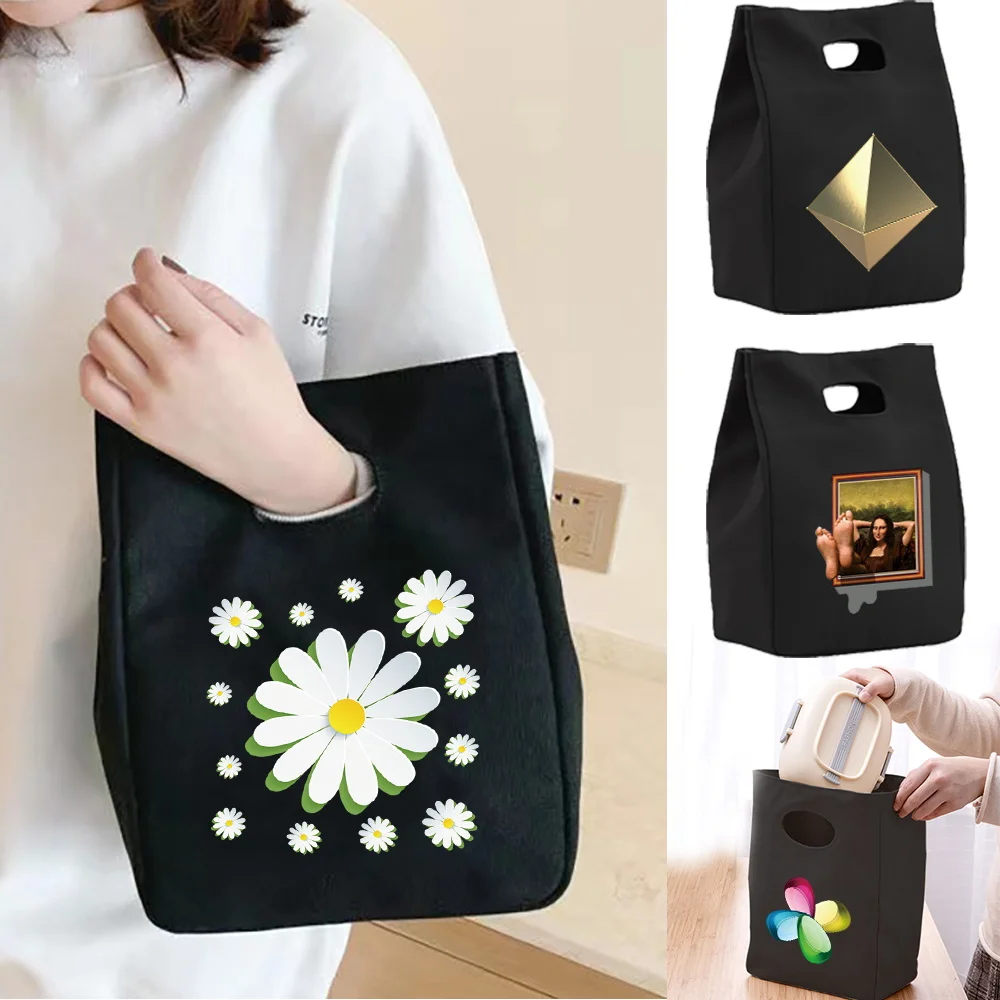 

Lunch Bag Insulation Bento Pack Aluminum Foil Rice Bag New 3D Print Meal Ice Pack Student Dinner Handbag Refrigerated Picnic Bag