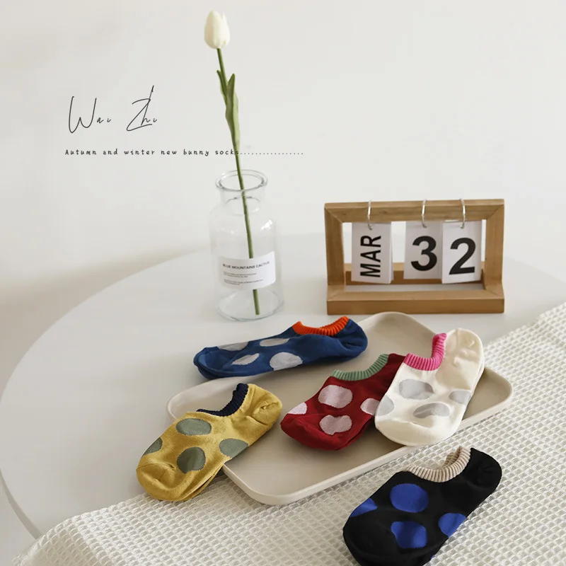 

New Wave Point Boat Socks Japanese Low Cut, Shallow Cut, Retro Cotton Socks Will Not Drop, and Korean Striped Invisible Socks
