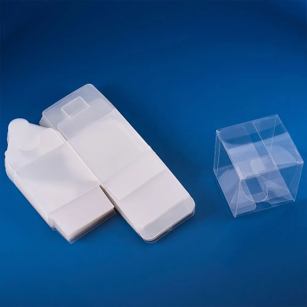 30pcs/lot Transparent Plastic PVC Box Gift Packaging 7x7x7cm Square Waterproof Folding Boxes For Wedding Party Supplies Storage