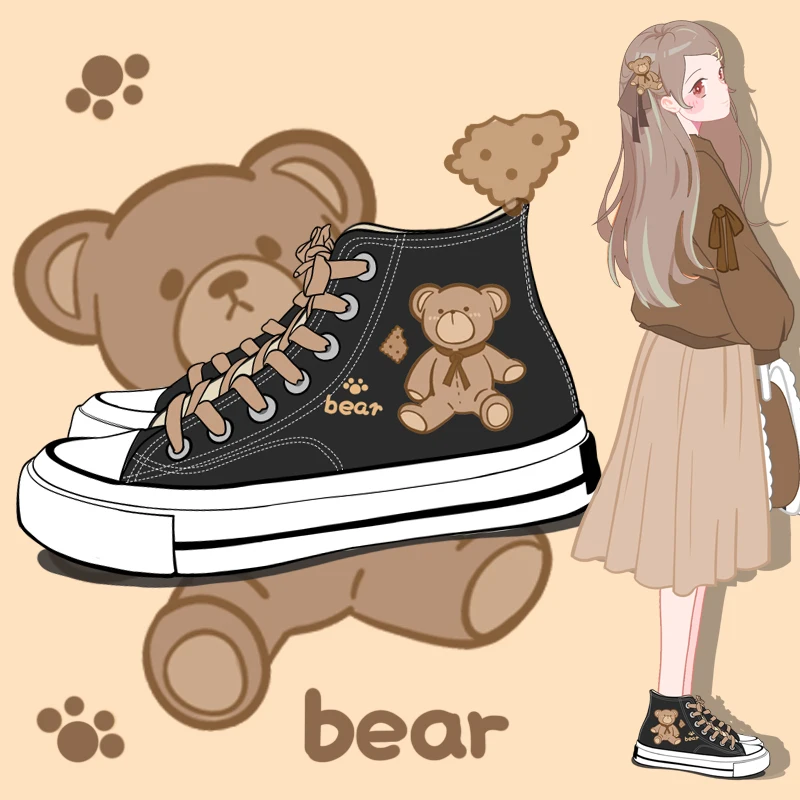 Lovely Girls Students Black High Top Woman Vulcanize Shoes R