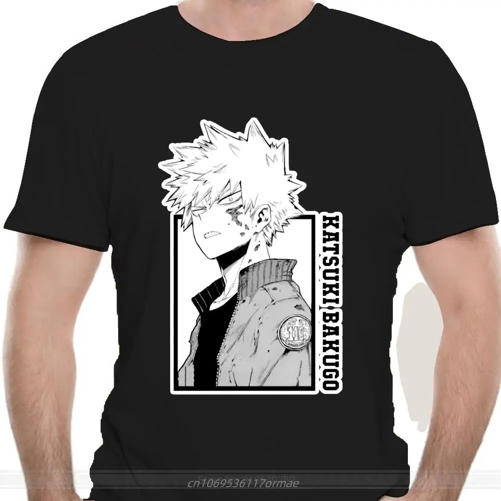 

Men's T-Shirt Katsuki Bakugo Boku No Hero Academia Tee Shirt Short Sleeve Manga All Might Anime T Shirts Crewneck