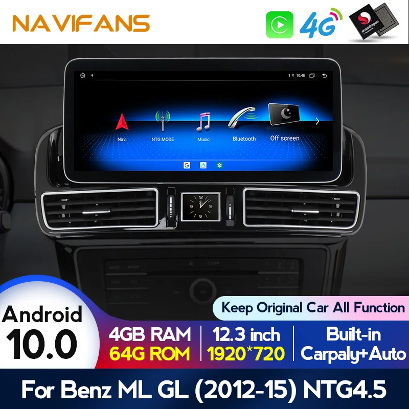 

Автомобильный dvd-плеер 6G 128G Android 10 для Mercedes Benz ML Class W166 2012 2013 2014 2015 NTG 4,5 мультимедийный плеер GPS-навигация FM