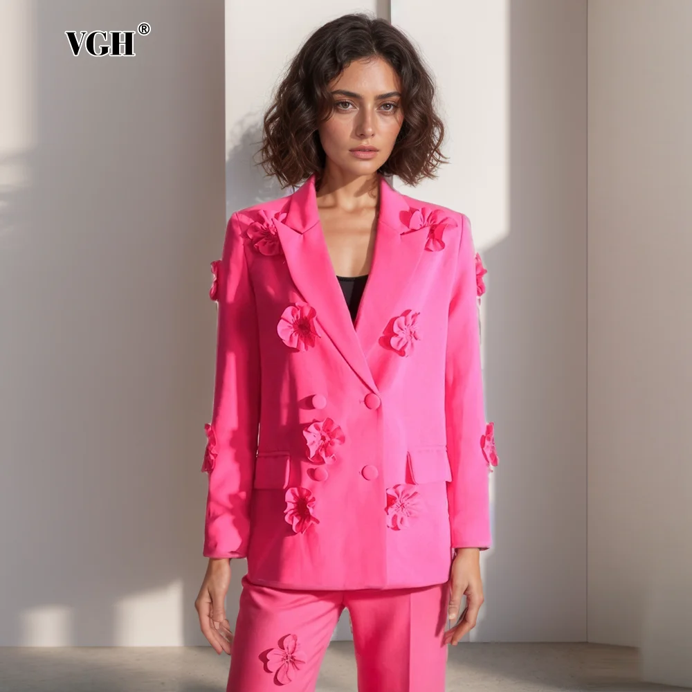 Elegancka damska marynarka z aplikacjami VGH Office Lady Style Patchwork bawełniana poliestrowa karbowanym kołnie...