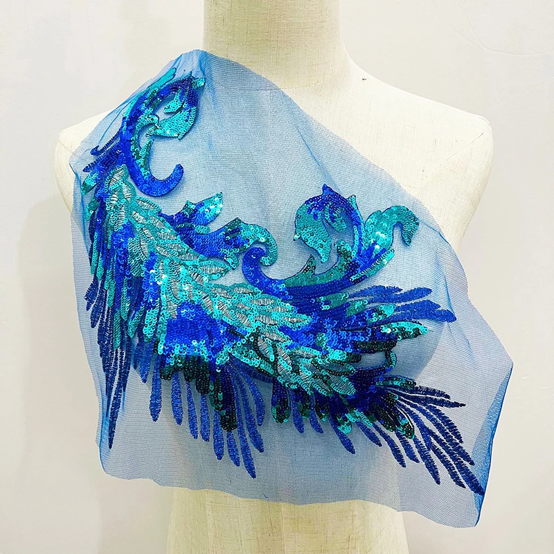 Блестящие нашивки синие золотые фиолетовые красные перья Пришивные на