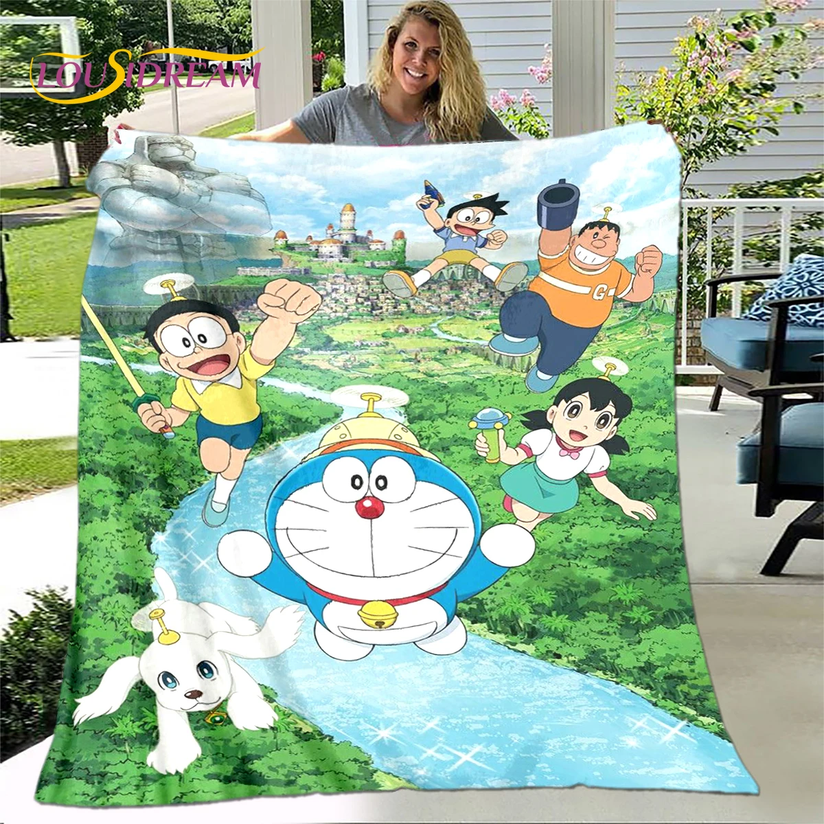

New Cute Cartoon Doraemon Blanket,Flannel Blanket Throw Blanket,Sherpa Warm Children's Blanket for Living Room Bedroom Beds Gift