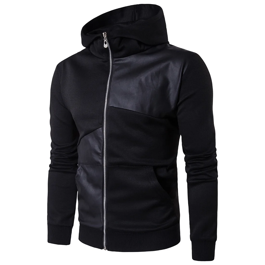 

Men's Hoodie Fashion Casual Solid Color Black Hoodies Male Spring Autumn Zipper Sweatshirt Jackets Plus Size 5XL