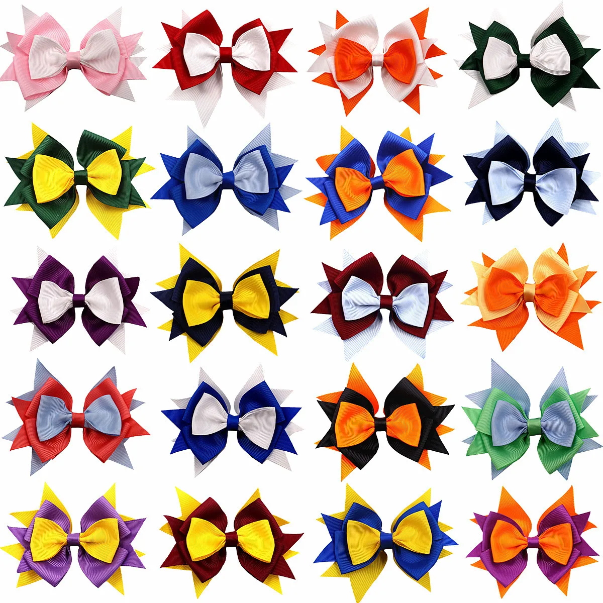 

100Pcs 4 Inch Grosgrain Ribbon Hair Bows WITH Clip Girl HairBows/Hair Clips Wholesale Hand Customize Hair Accessories