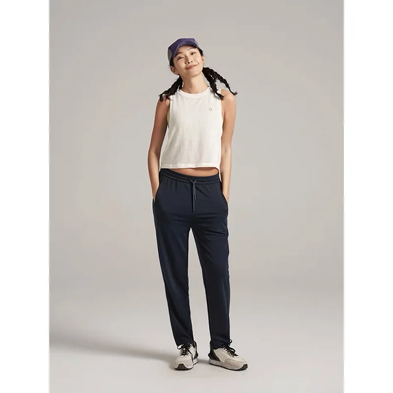 Drawstring Elastic Waist Sweatpants 2023 Summer Women All-match Multi-color Pocket Tapered Feet Trousers