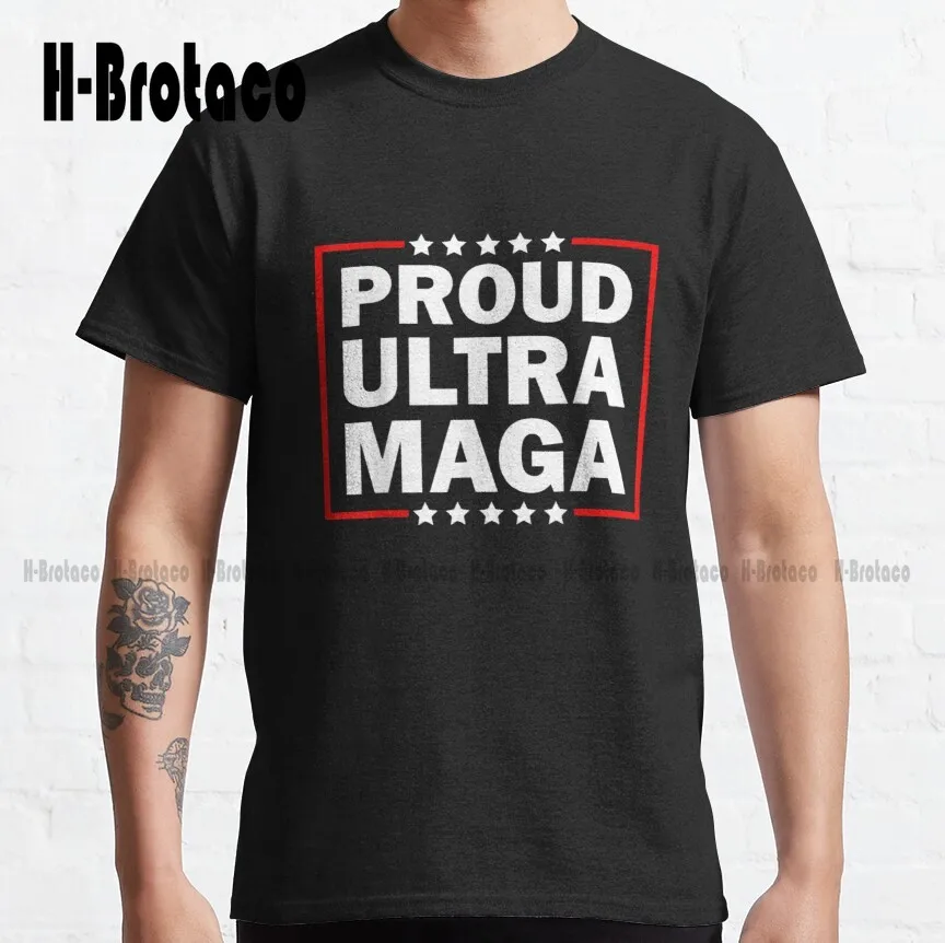 

Классическая футболка Ultra Maga Proud Ultra-Maga с изображением Трампа 2024, модная футболка с изображением дедушки, летняя дышащая хлопковая футболка, ...