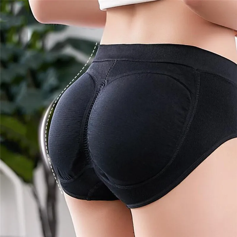 

Women Sponge Padded Abundant Buttocks Pants Lady Push Up Middle Waist Padded Panties Briefs Underwear NEW
