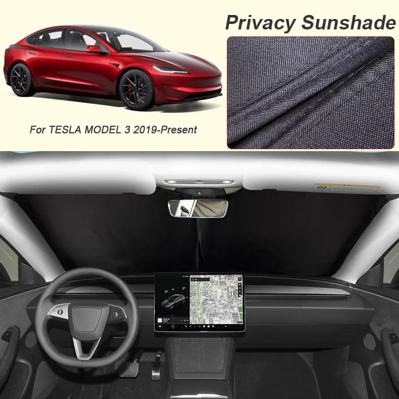 Фото Специальная складная солнцезащитная шторка для автомобиля TESLA MODEL 3 2019-наст. время, защита от УФ-излучения и теплоизоляция, аксессуар для защиты салона №2