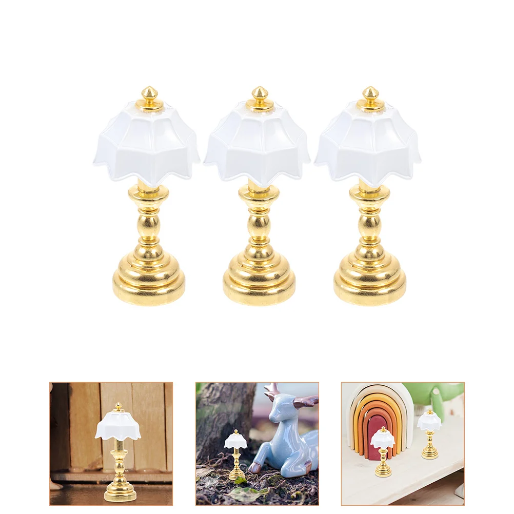 

3Pcs Miniature Desktop Lamp Ornaments Mini House Table Lamp Models Fake Light Decors