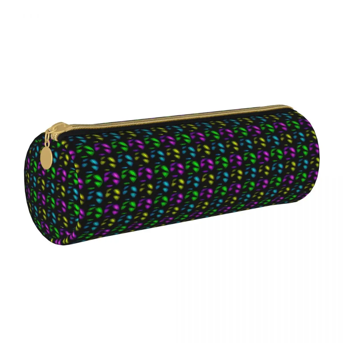 

Colorful Beads Round Pencil Case Dot Print Kawaii Leather Pencil Box Elementary School For Child Zipper Pen Pouch